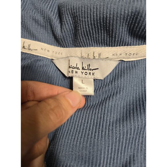 Nicole miller large women's blue ribbed pajama set - Picture 6 of 13